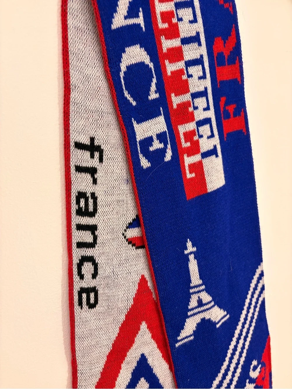Tour de France Blue & Red France Souvenir Scarf Paris Eiffel Tower
